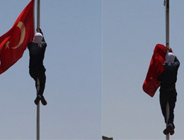 Gönderden bayrağı indiren Arap çıktı