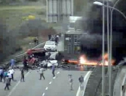 TEM'de feci kaza, İstanbul yolu kapandı