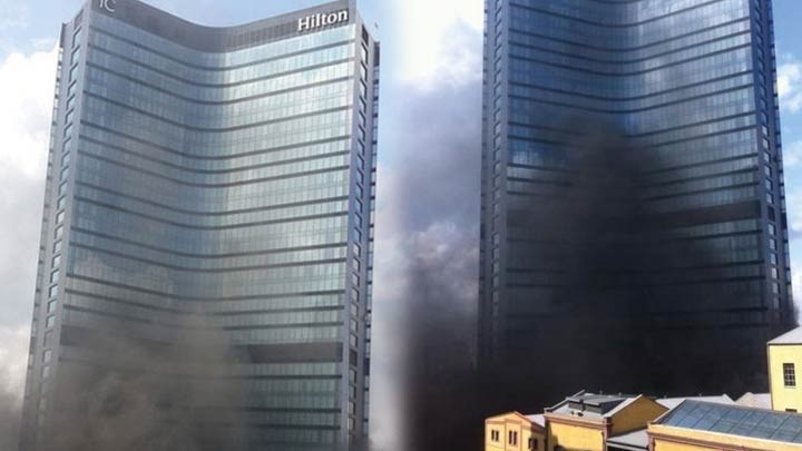 şişli hilton bomonti otelde yangın son dakika