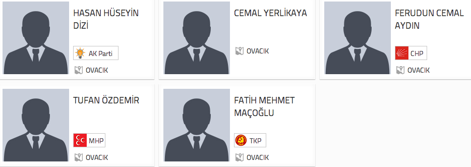 Tunceli ovacık adayları