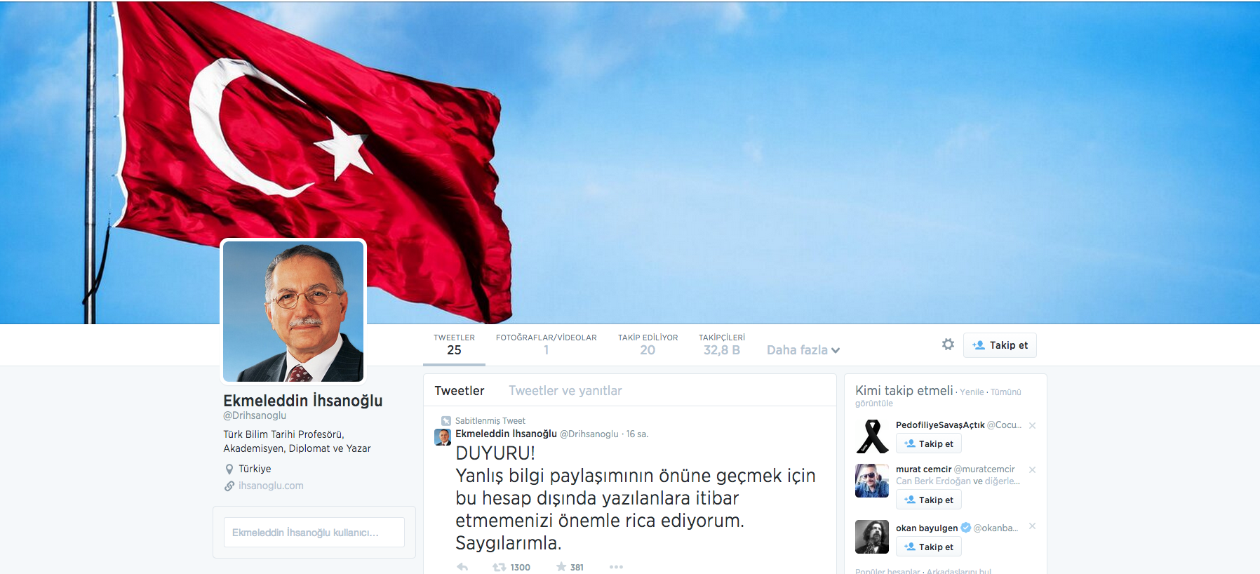 ekmeleddin ihsanoğlu twitter, ekmeleddin ihsanoğlu kimdir, ekmeleddin ihsanoğlu gerçek twitter hesabı