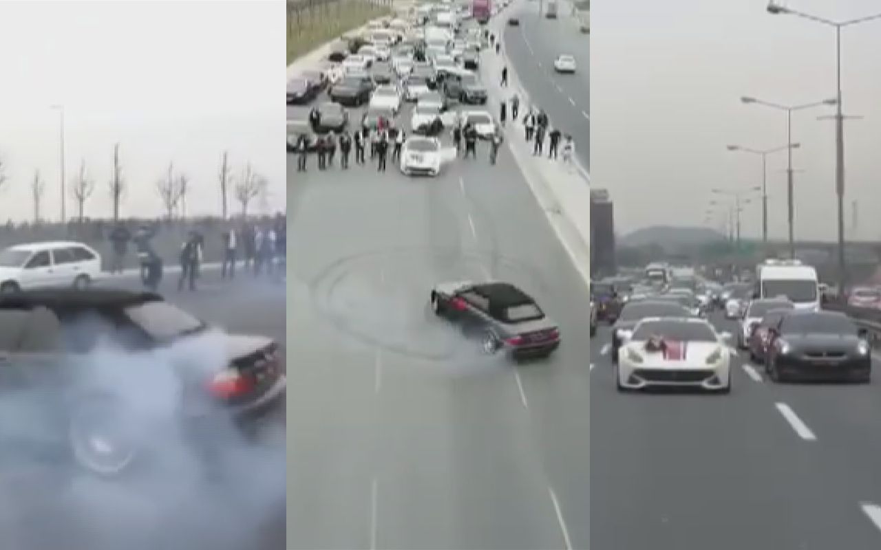 İstanbul'da düğün konvoyu yol kapatıp drift yaptı