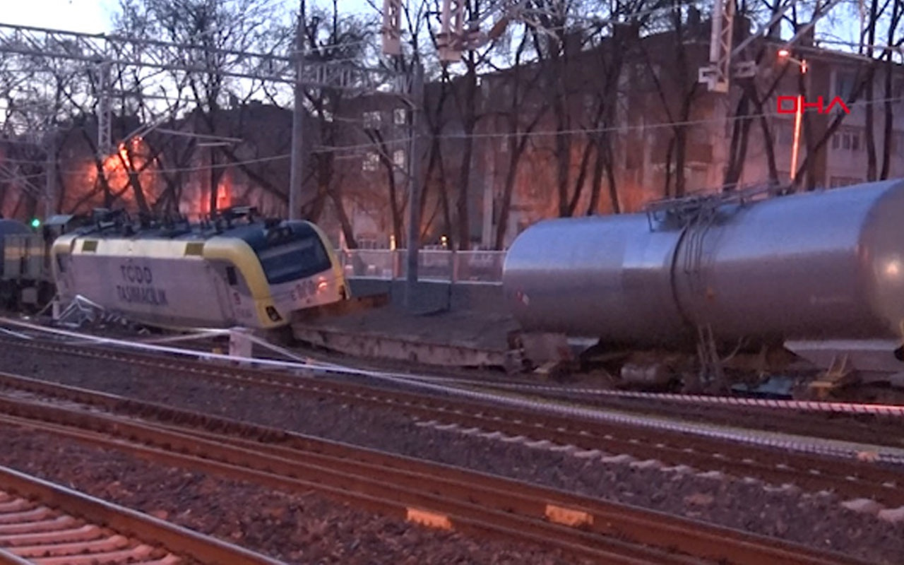 Ankara'da akaryakıt yüklü tren raydan çıktı