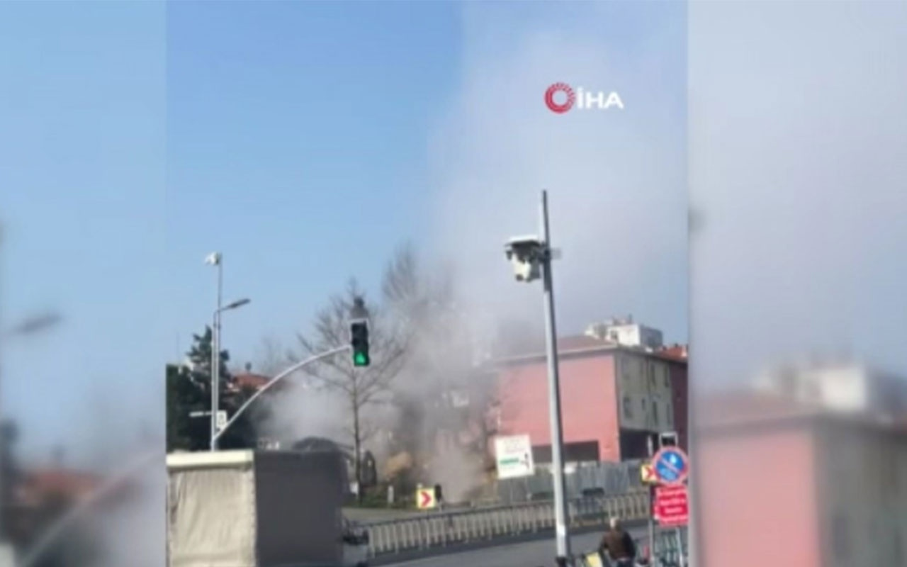 Halkalı metro inşaatında büyük panik! Doğal gaz borusu patladı