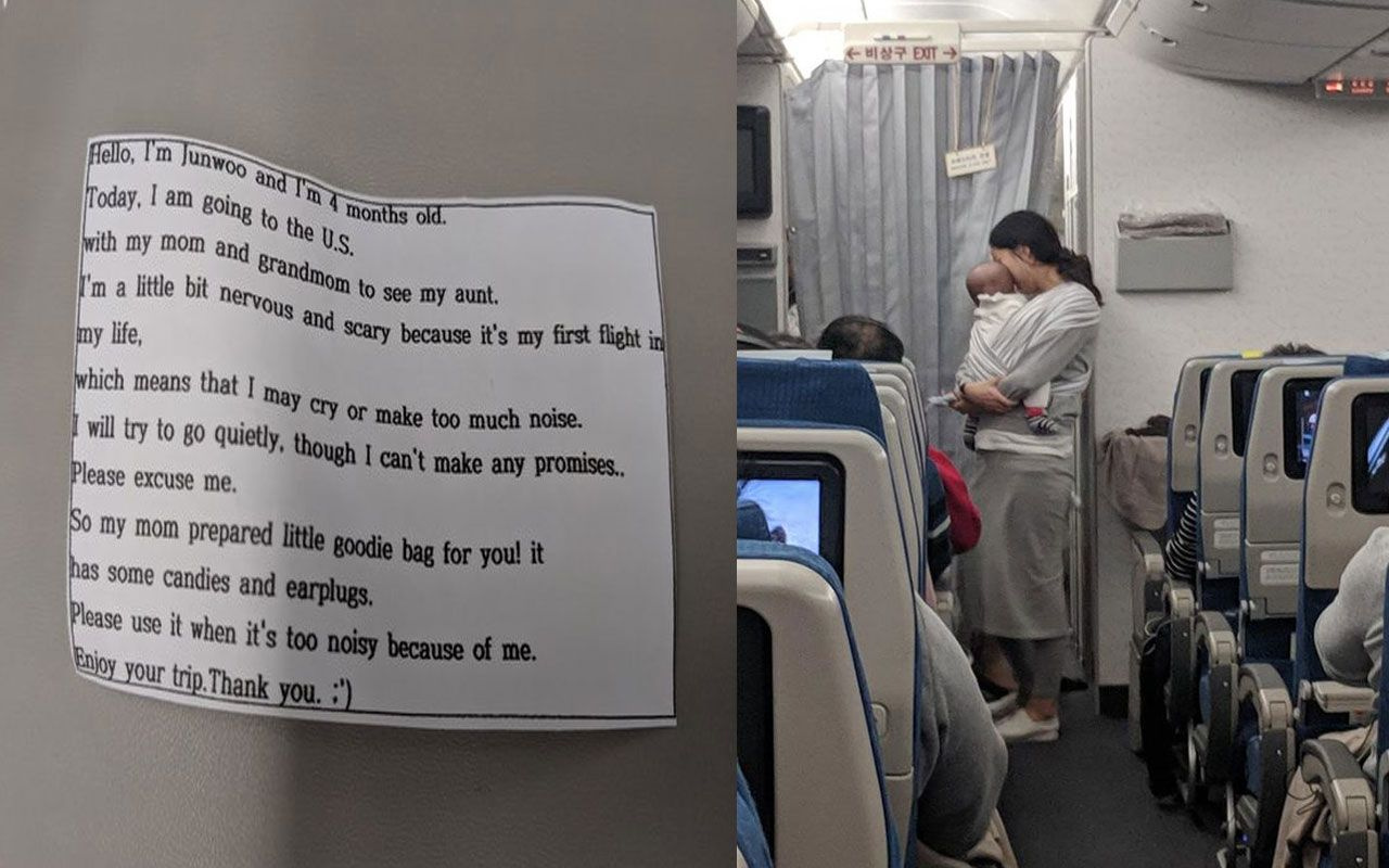 Bebeğiyle uçak yolculuğu yapan annenin yaptığı hareket viral oldu