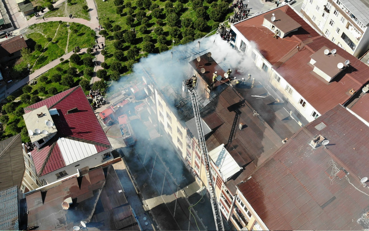 Esenyurt'ta korkutan yangın havadan görüntülendi