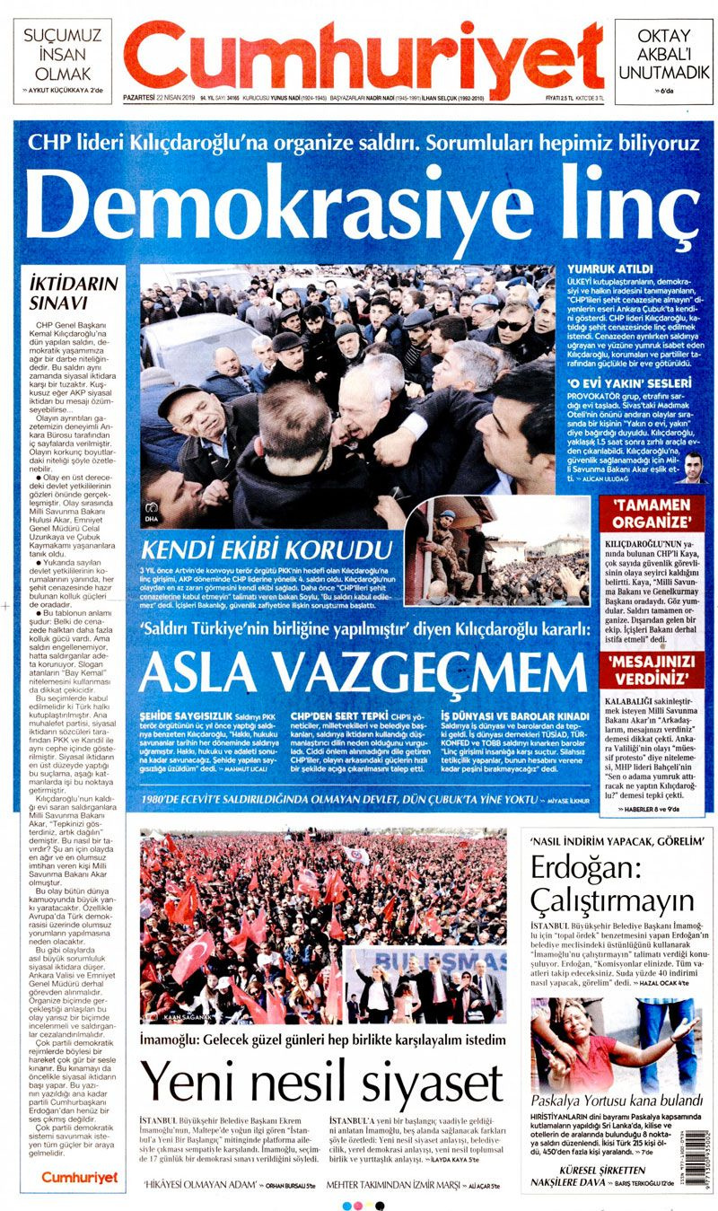 Saldırıya uğrayan Kılıçdaroğlu için hangi gazete ne manşet attı?