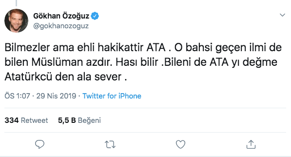 Gökhan Özoğuz'dan Atatürk'e şeytan diyen yazara: Ufacık bağımsızlığımızı...