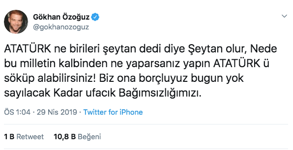 Gökhan Özoğuz'dan Atatürk'e şeytan diyen yazara: Ufacık bağımsızlığımızı...