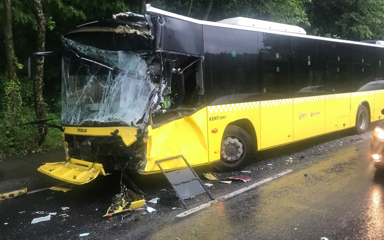 Sarıyer’de İETT Otobüsü öndeki otobüse çarptı; 2 yaralı