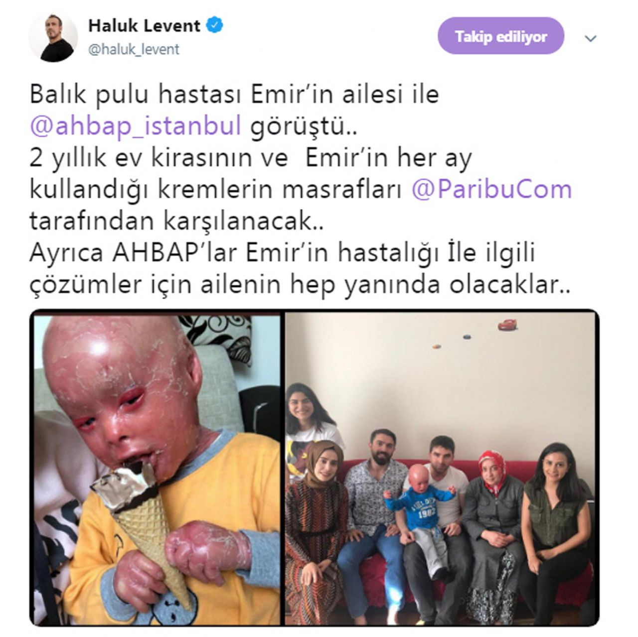 Balık pulu hastası Mehmet Emir'e Haluk Levent'ten büyük destek!