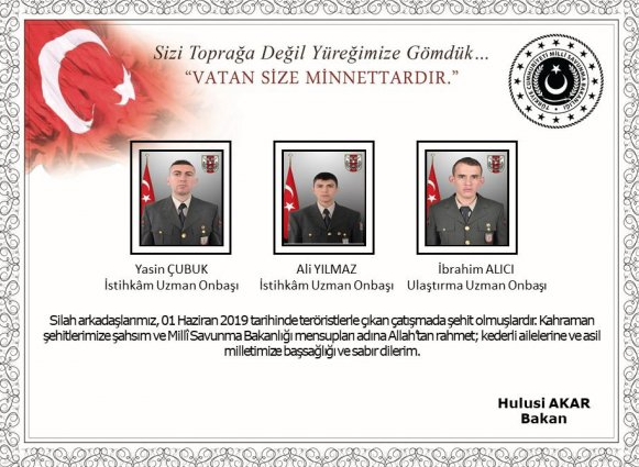 Türkiye şehitlerine ağlıyor Şehit olan 3 askerin kimlikleri belli oldu