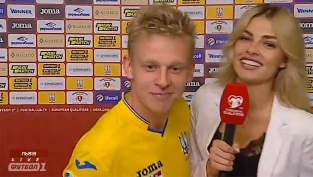 Oleksandr Zinchenko canlı yayında muhabir Vlada Sedan'ı öptü