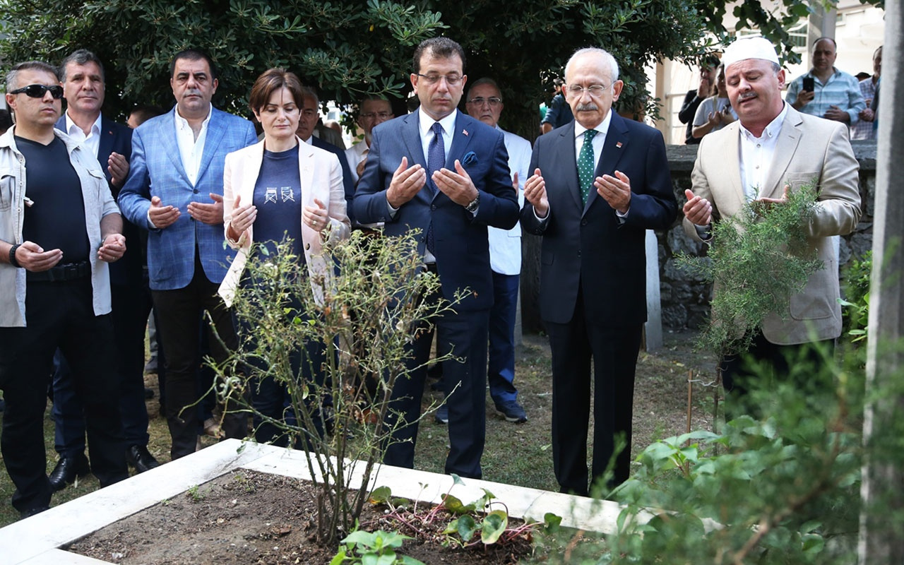 Kemal Kılıçdaroğlu ve Erkem İmamoğlu'ndan ilk İBB başkanı Hızır Bey Çelebi'nin kabrine ziyaret