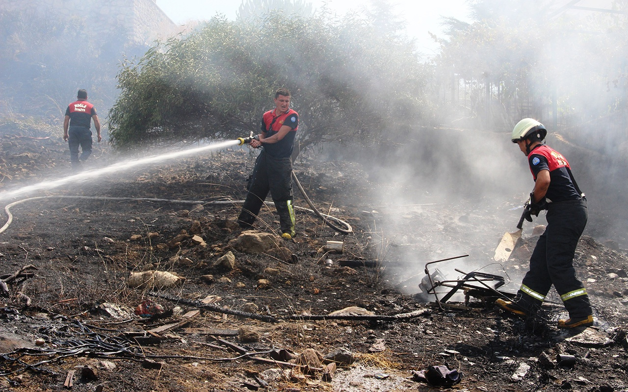 Muğla Bodrum’da lüks sitelerin bulunduğu arazide tüp patladı