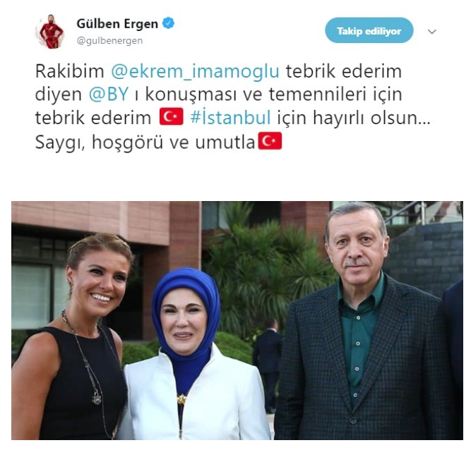 Gülben Ergen'in Ekrem İmamoğlu twitini gördünüz mü! AK Parti'yi terketmiş