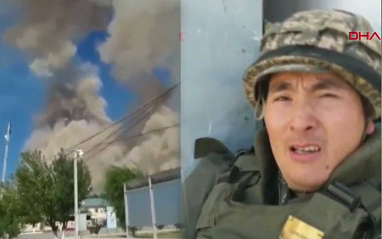 Kazakistan'daki silah deposundaki patlamalar asker kamerasında