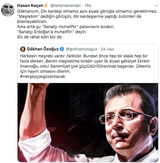 İmamoğlu'na destek vermişti! Gökhan Özoğuz'a Hasan Kaçan'dan olay tepki