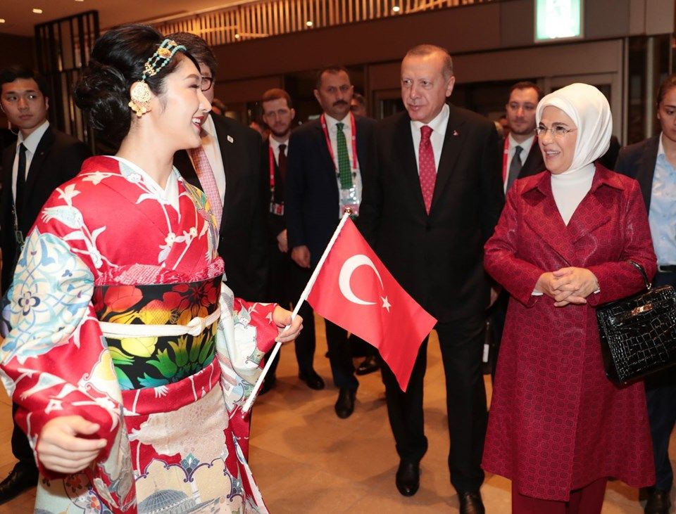 Japonya'da Cumhurbaşkanı Erdoğan'a özel kimonolu karşılama