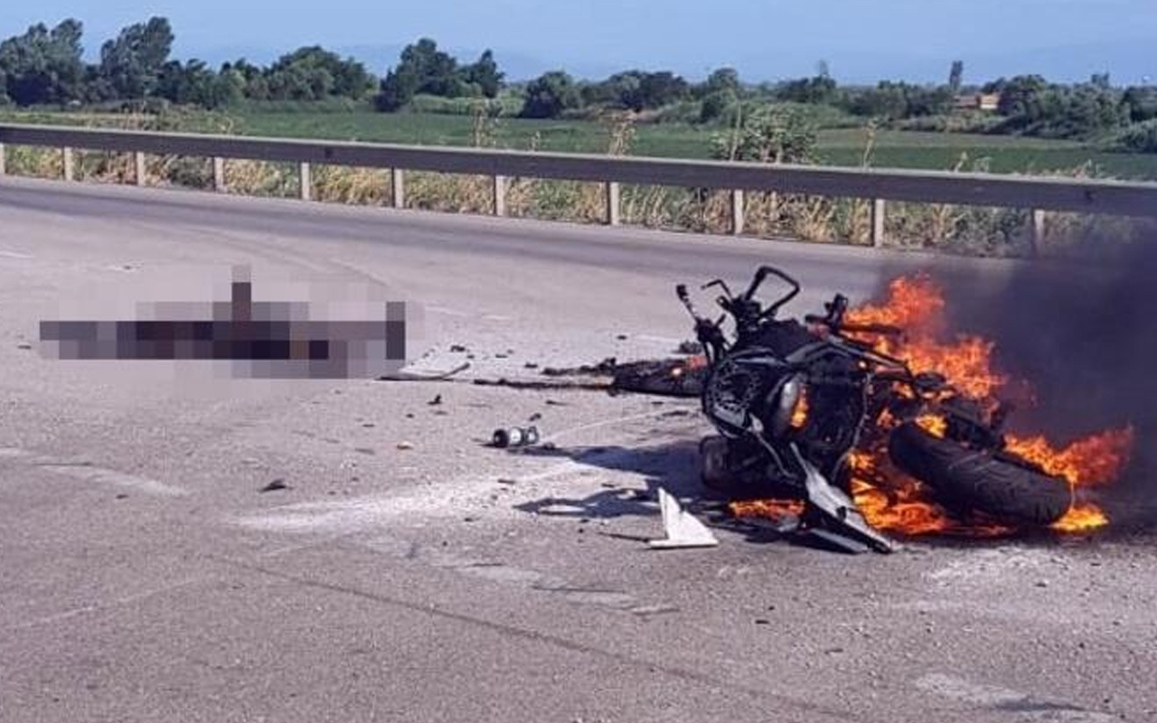 Bursa'da motosiklet sürücüsü yanarak feci şekilde can verdi