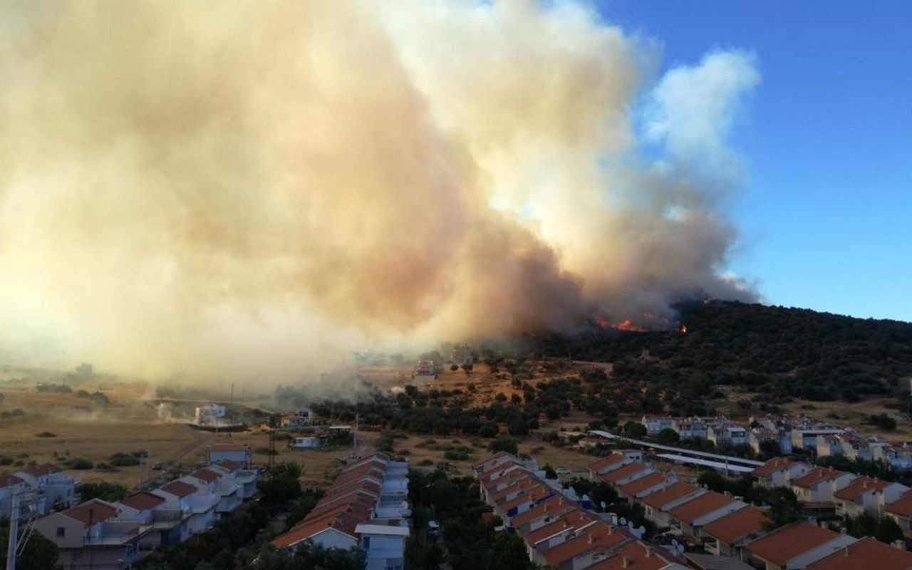 İzmir'de yazlık sitelerin yanında korkutan yangın