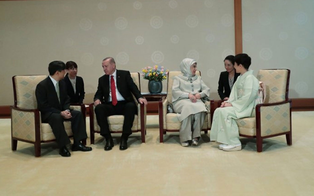 Erdoğan eşi ile birlikte Japonyada! Naruhito ve İmparatoriçe ile samimi sohbet