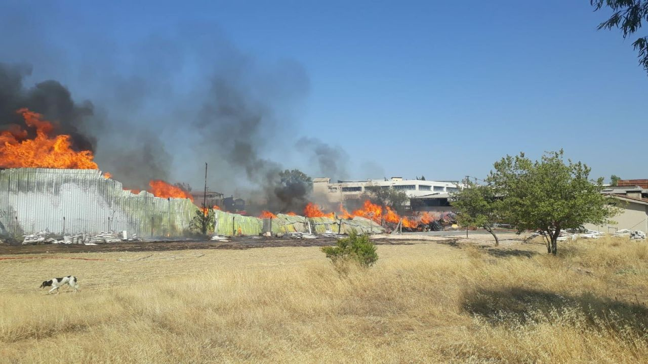 İzmir Bornova'da palet fabrikası cayır cayır yanıyor! Yangın kilometrelerce uzaktan görülüyor