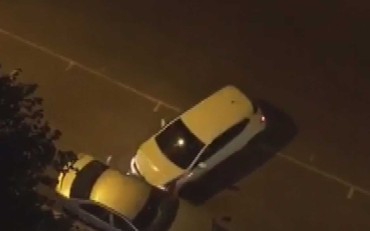 Ankara'da öfkeli sürücü tartıştığı kişinin aracına böyle çarptı