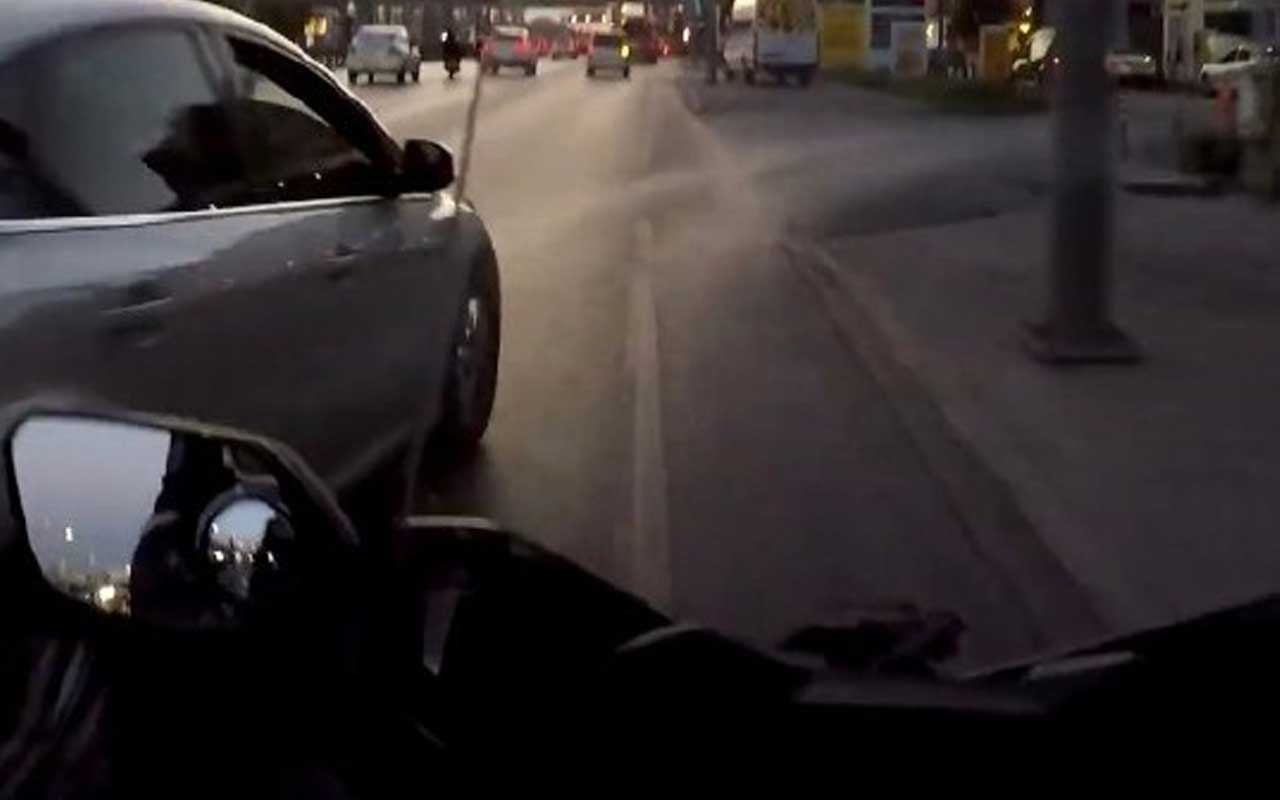 E-5 Karayolu’nda korkutan kaza! Motosiklet sürücüsü metrelerce sürüklendi