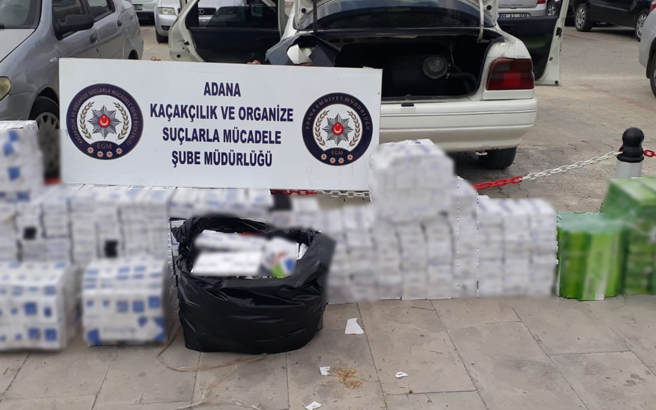 Adana'da şüphelendiği aracı durduran polis binlerce kaçak sigara yakaladı