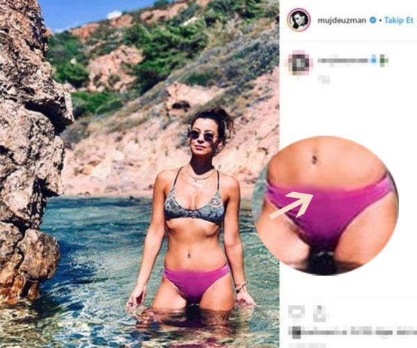 Müjde Uzman bikinili pozuna amatörce yaptığı photoshopla rezil oldu