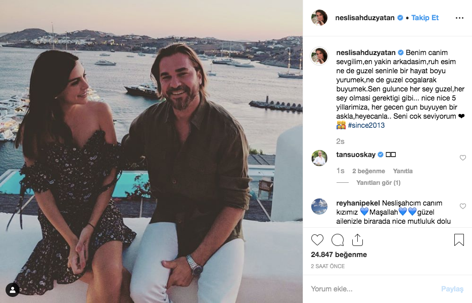 Engin Altan Düzyatan ve Neslişah Alkoçlar'dan romantik yıldönümü kutlaması