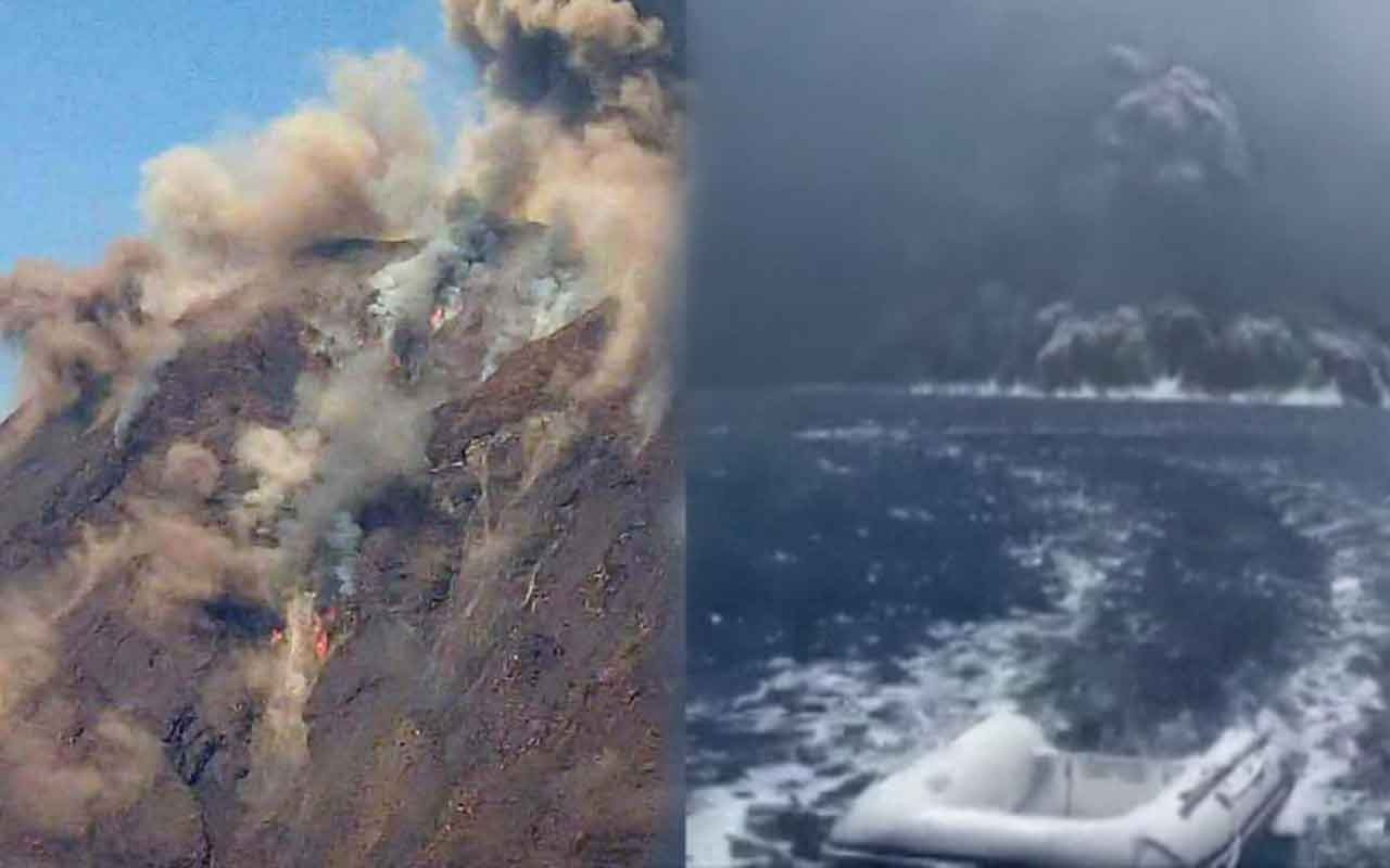 Stromboli yanardağındaki patlama turistleri korkuttu