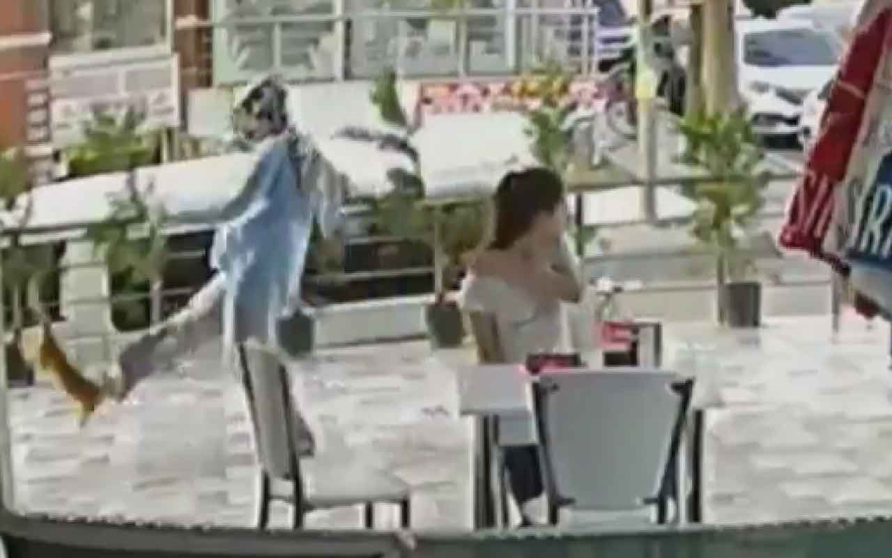 Silivri'de kediye tekme atan kadın kamerada
