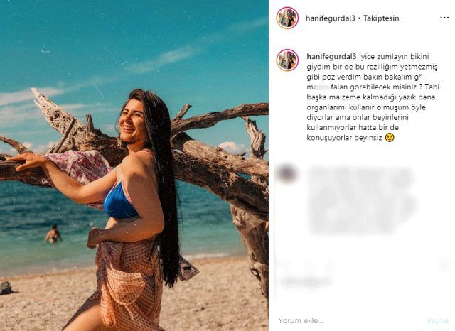 Gelin adayı Hanife Gürdal bikini giyip edepsiz mesajla Instagram'ı salladı