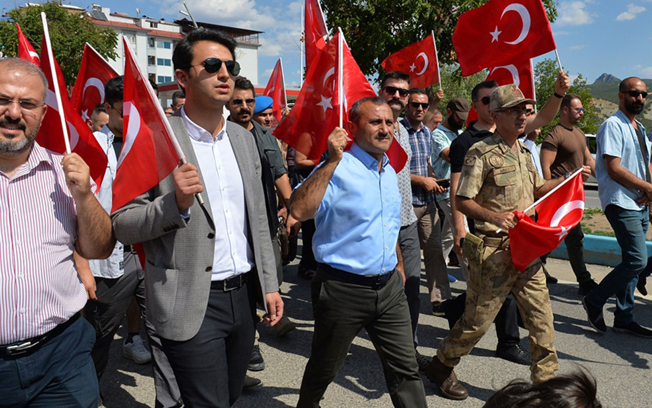 Tunceli vatandaşlar sokağa döküldü teröre lanet yürüyüşü