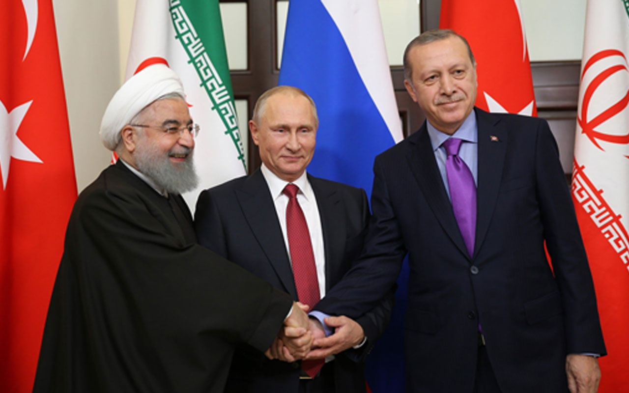 Türkiye - Rusya - İran zirvesi! Erdoğan Putin ve Ruhani'yi dünya izliyor