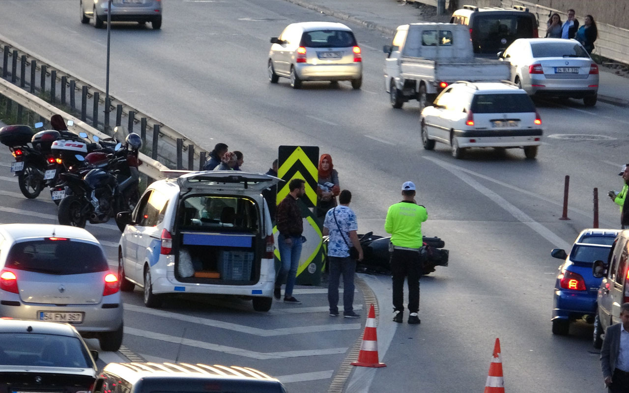 Motosikletli eşi kaza yapınca genç kadın "motosikletleri yolda fark edin" diye isyan etti