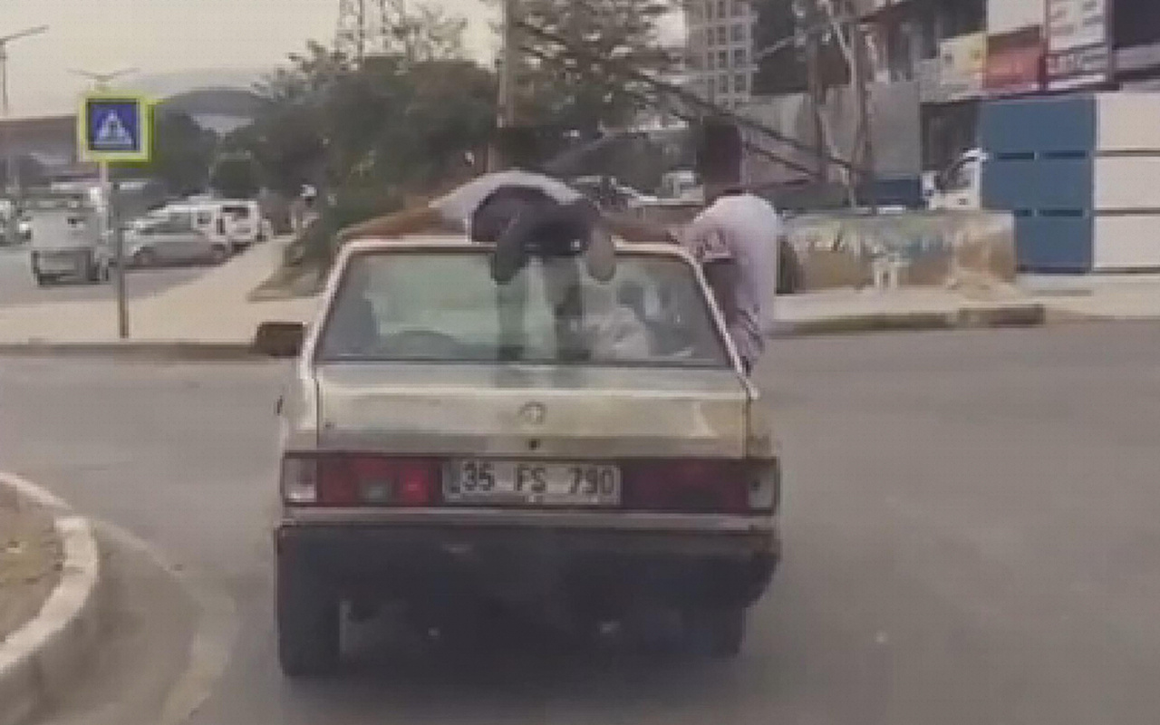 İzmir trafiğinde akılalmaz görüntü