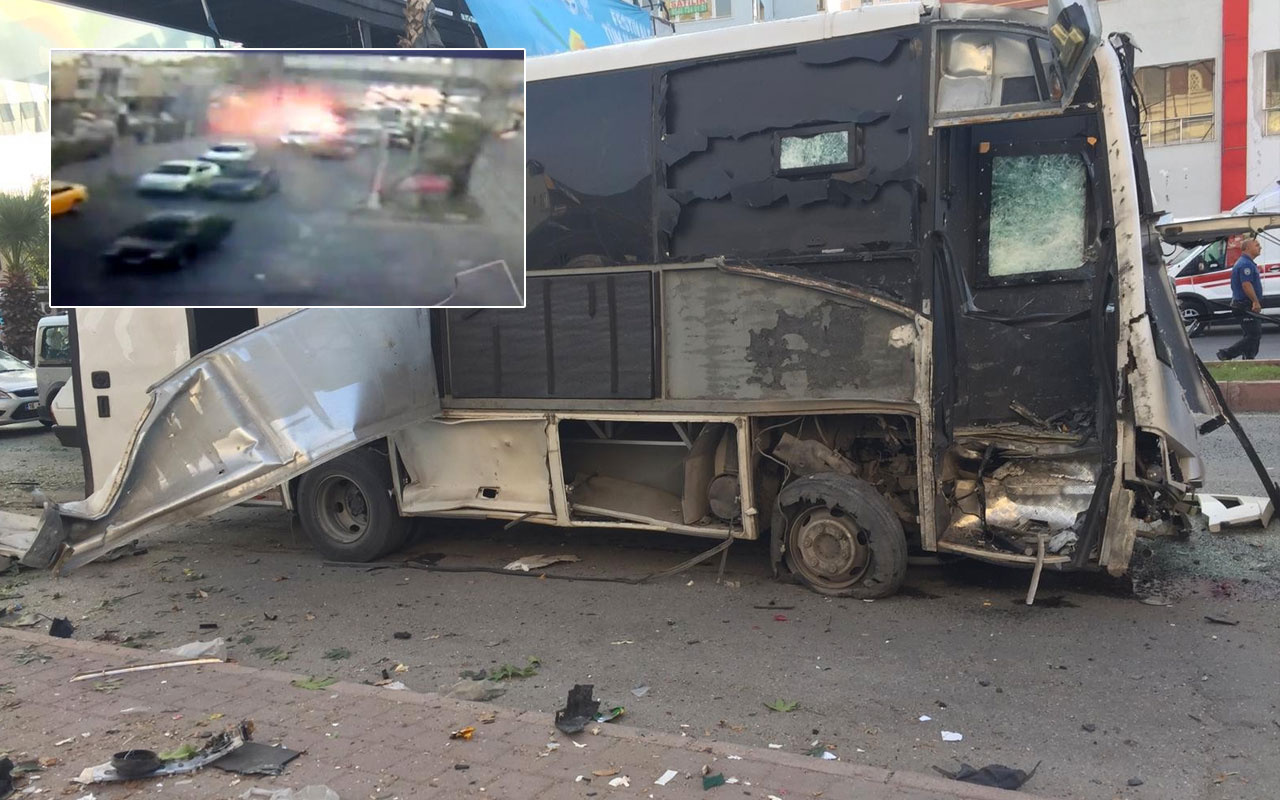Patlama anı kameraya yansıdı! Adana'da polis servis aracına hain bombalı saldırı!