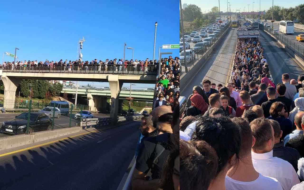 Altunizade metrobüs durağında insan seli