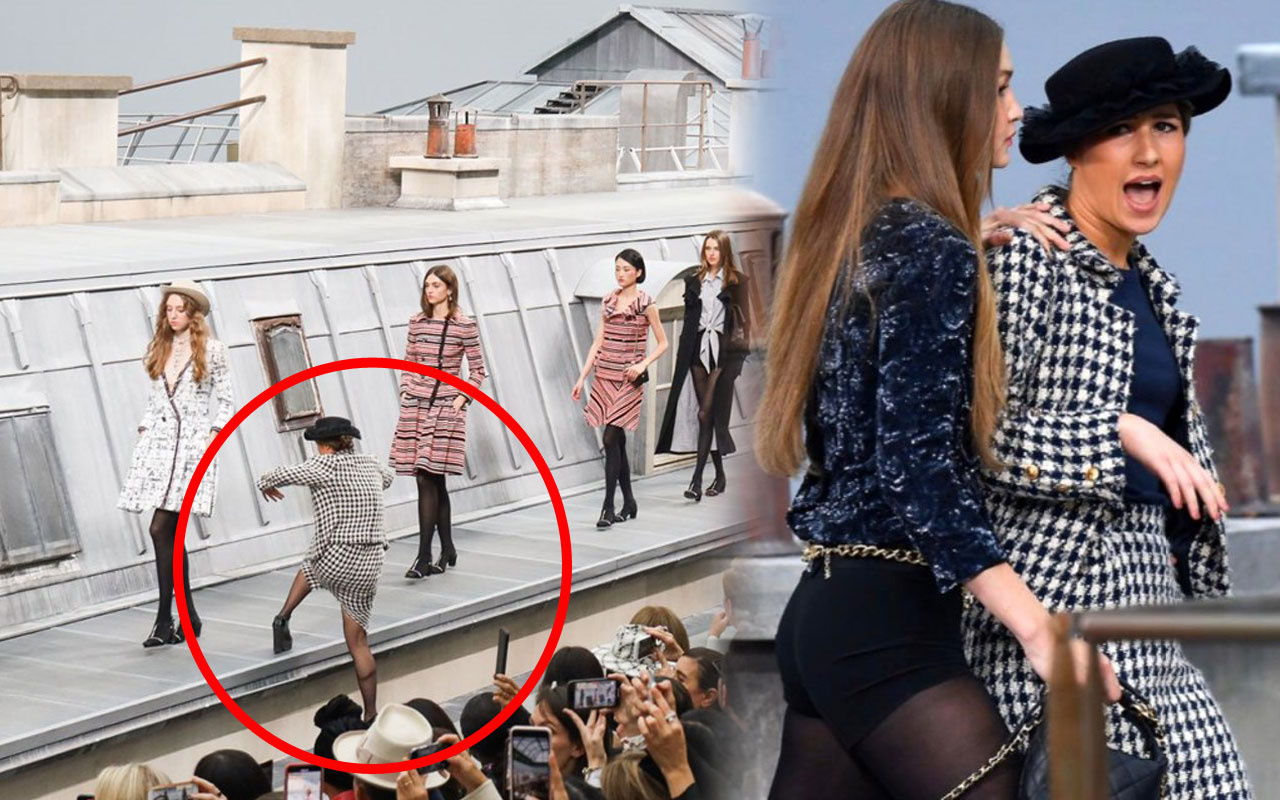 Chanel defilesinde podyuma çıkan kadın bakın kim çıktı Gigi Hadid sahneden kovdu