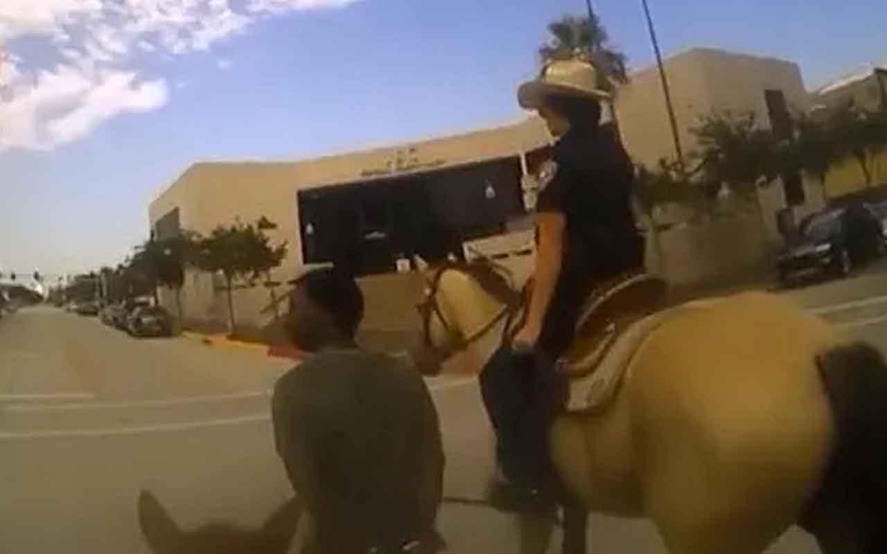 ABD’de atlı polisler gözaltına aldığı kişiyi kementle sokakta gezdirdi