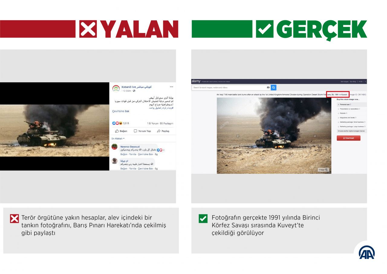 Barış Pınarı Harekatı aleyhine 'yanan askeri araç' fotoğraflarıyla manipülasyon