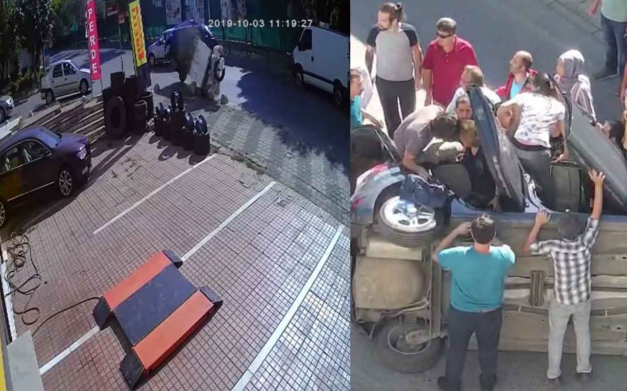 Maltepe'de bebek ve annenin ölümden döndüğü kaza kamerada