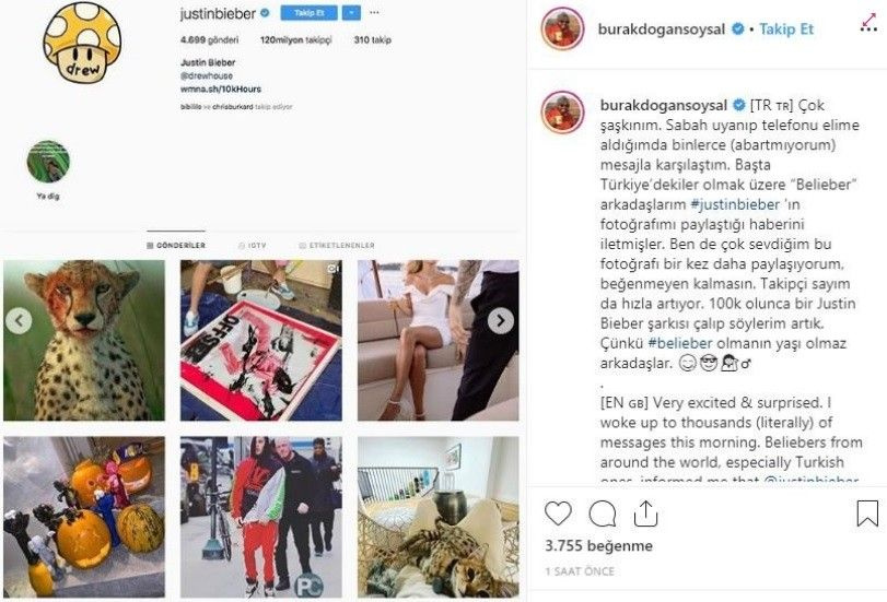Justin Bieber Türkiye'den bir fotoğraf paylaştı! Sosyal medya yıkıldı
