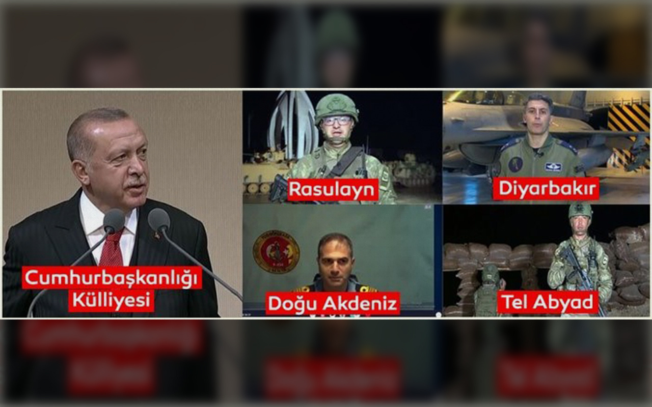 Cumhurbaşkanı Erdoğan 29 Ekim resepsiyonunda 4 ayrı yere canlı bağlantı yaptı