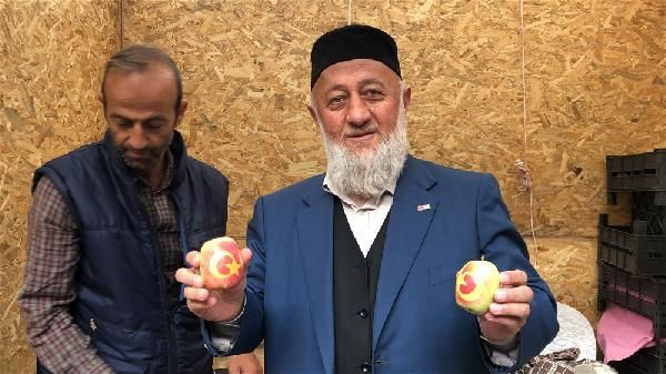 Kars'ın Kağızman ilçesinde ay-yıldızlı elma yetiştiriyor! Bu elmalardan başka yok