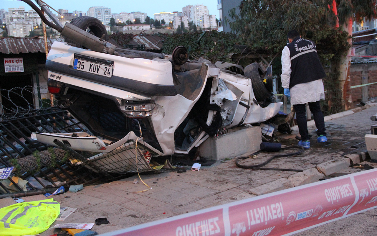 İzmir'de takla atan otomobildeki 2 kişi öldü 1 kişi yaralandı