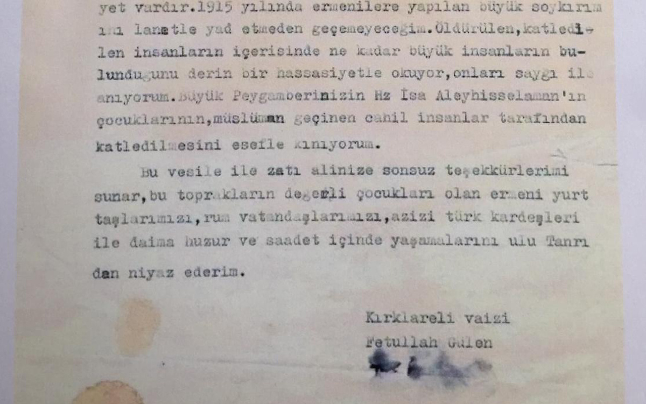 Fetullah Gülen'in Ermeni papaza yazdığı skandal mektup ortaya çıktı!